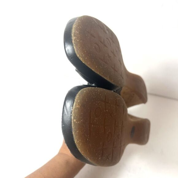 Spring Step Sandals Black Leather Cork Heel Sling Back Women Sz EU 42 US 11.5-12 - Picture 6 of 11